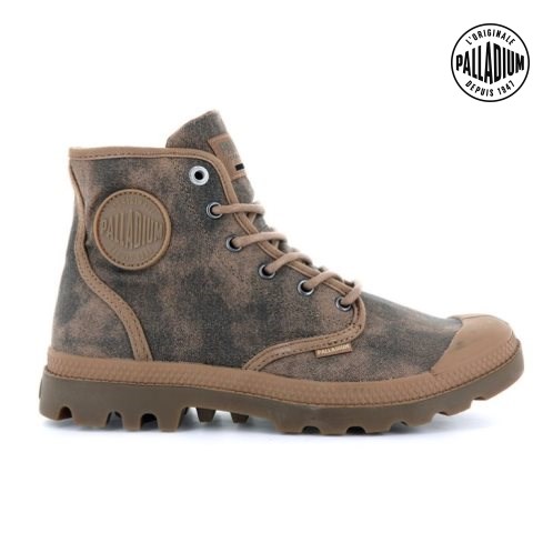 Bottes Palladium Pampa Hi WAX Femme Marron | FR EKB645M